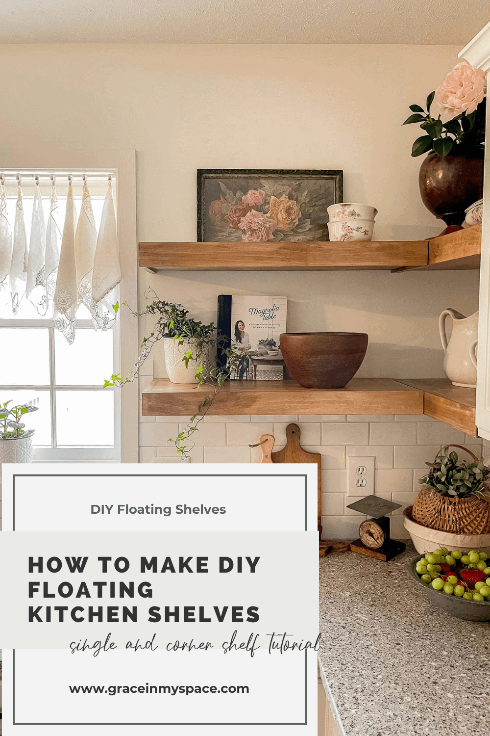 How to Make DIY Floating Kitchen Shelves - Grace In My Space