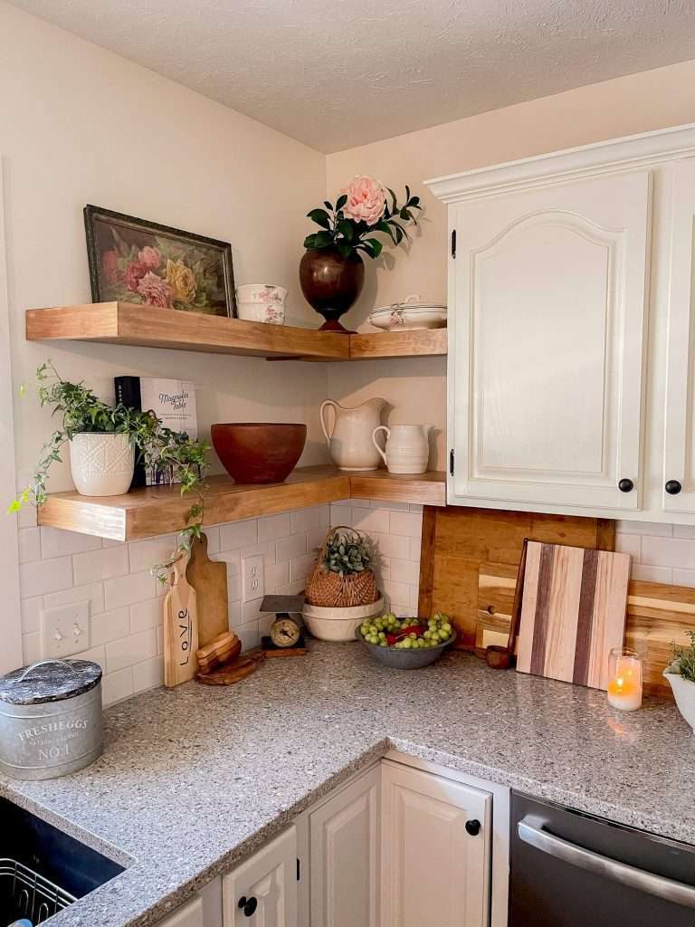 How to Make DIY Floating Kitchen Shelves   Grace In My Space