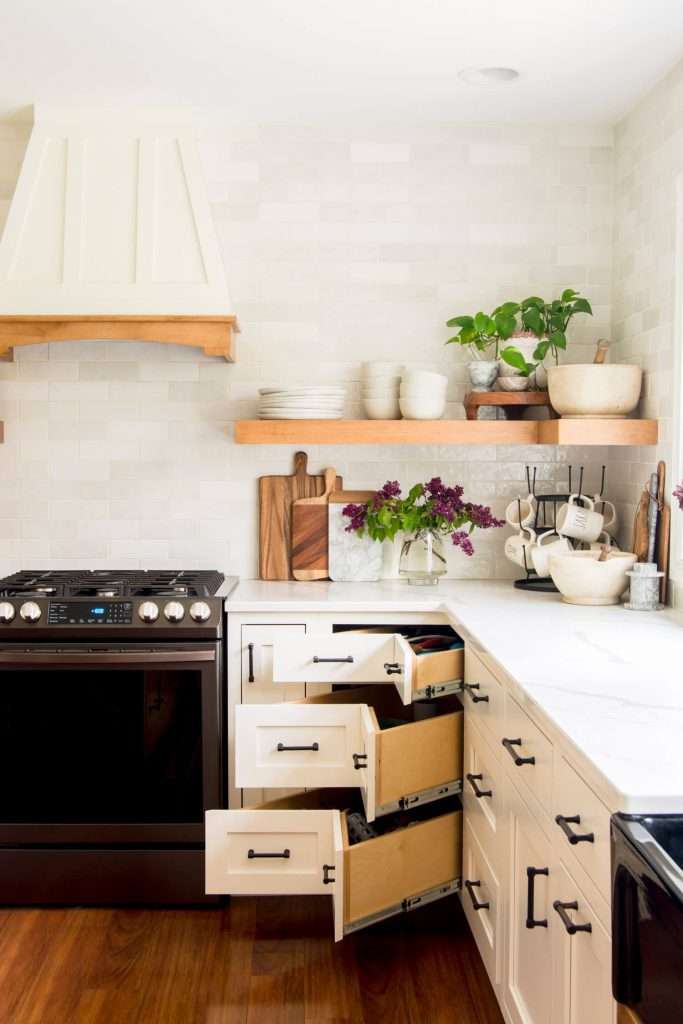 Corner Cabinet with Drawers in Kitchen Remodel