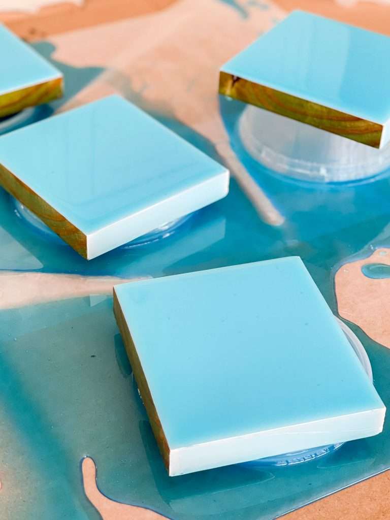 Turquoise epoxy coasters