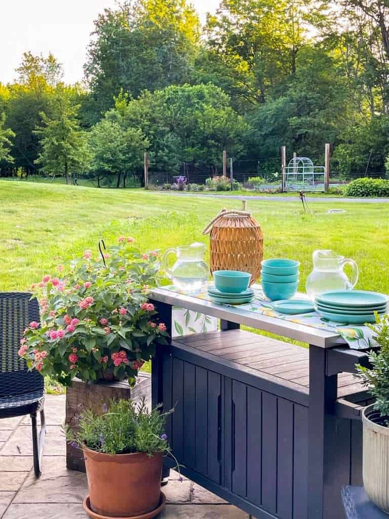 Bar cart outdoor entertaining area