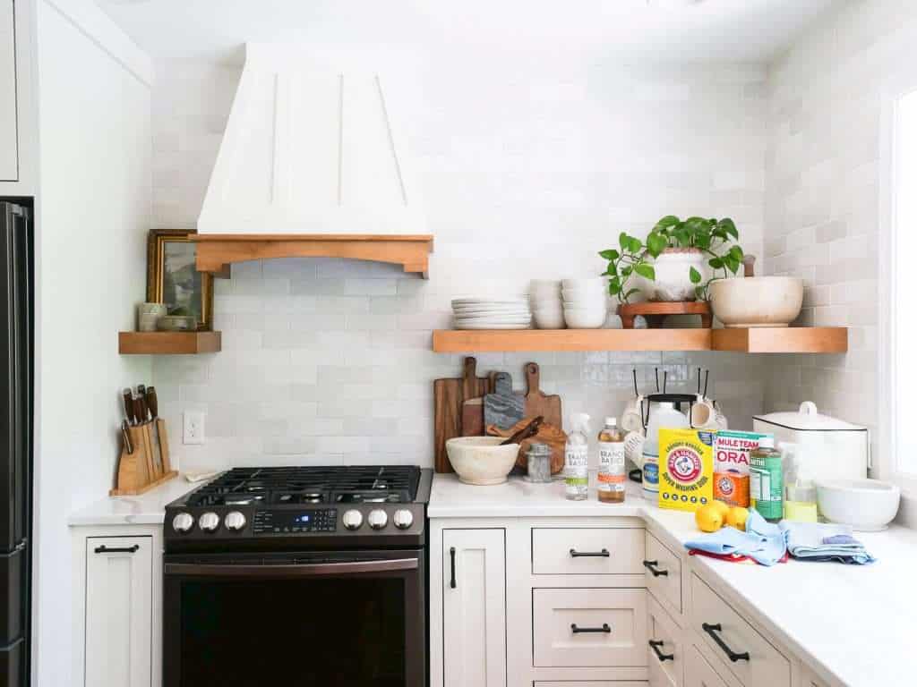 Organic cleaners in a kitchen