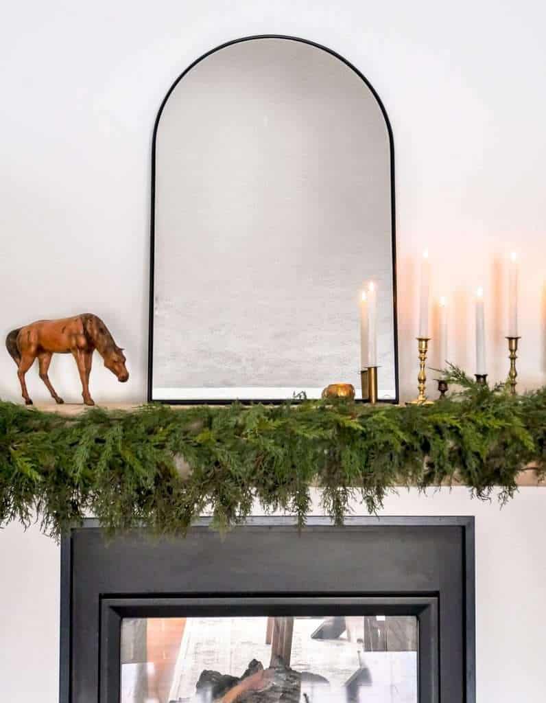 Winter fireplace mantel.