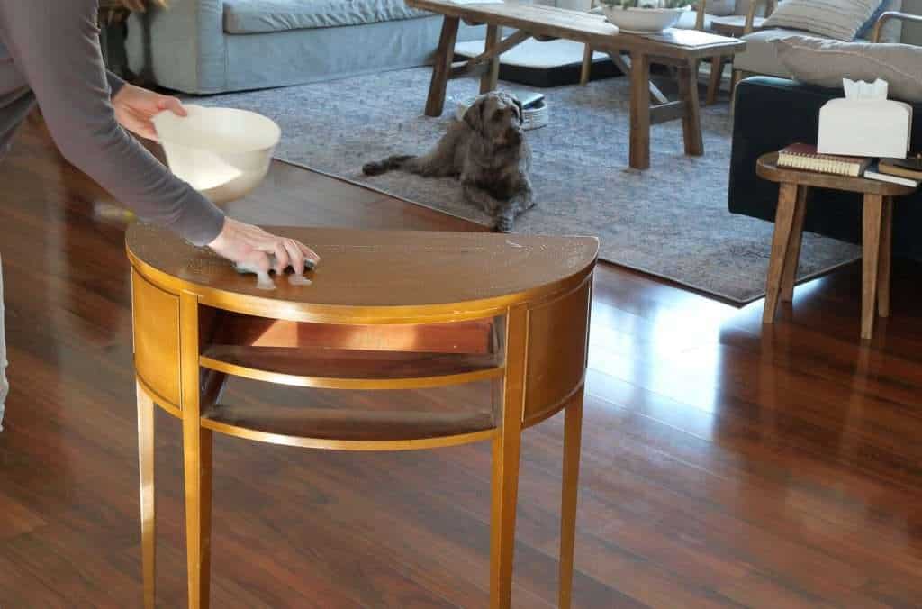 Cleaning a wood table