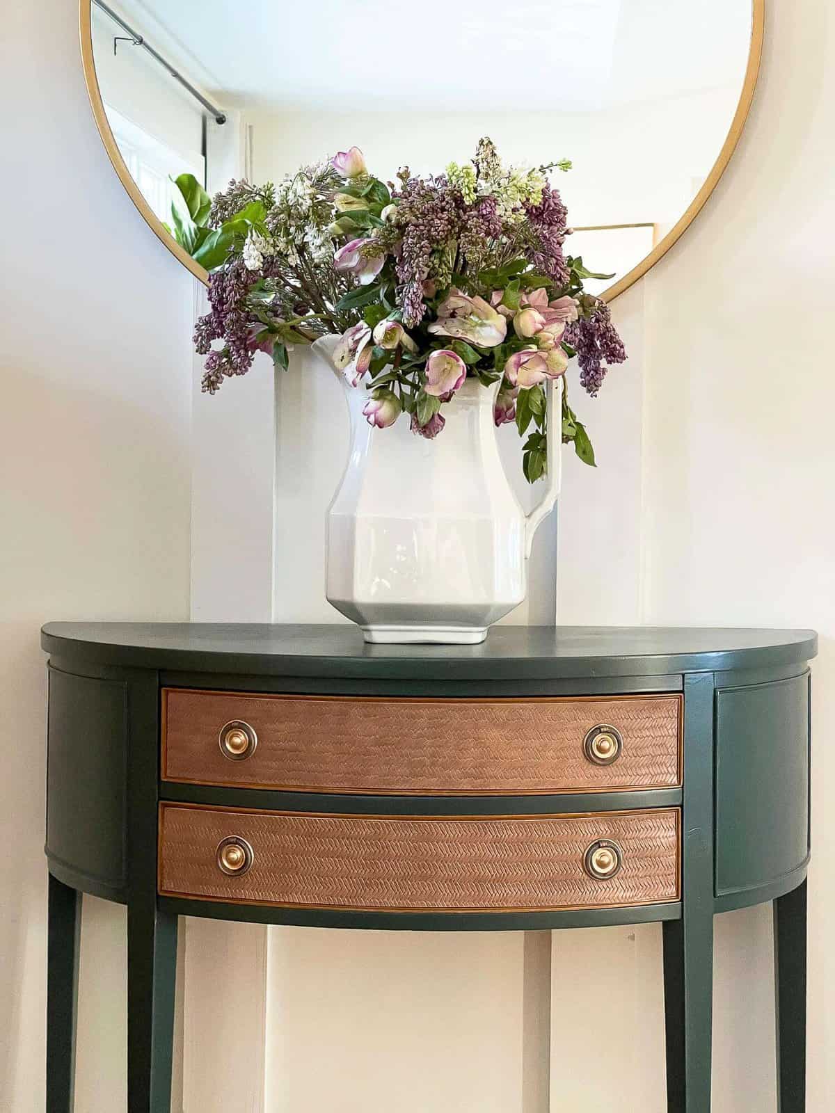 How To Spray Paint Wood For A Professional Finish 2024 Grace In My   Entryway Console Table Flowers 