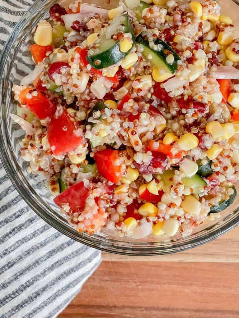 Tomato Cucumber quinoa salad, up close.