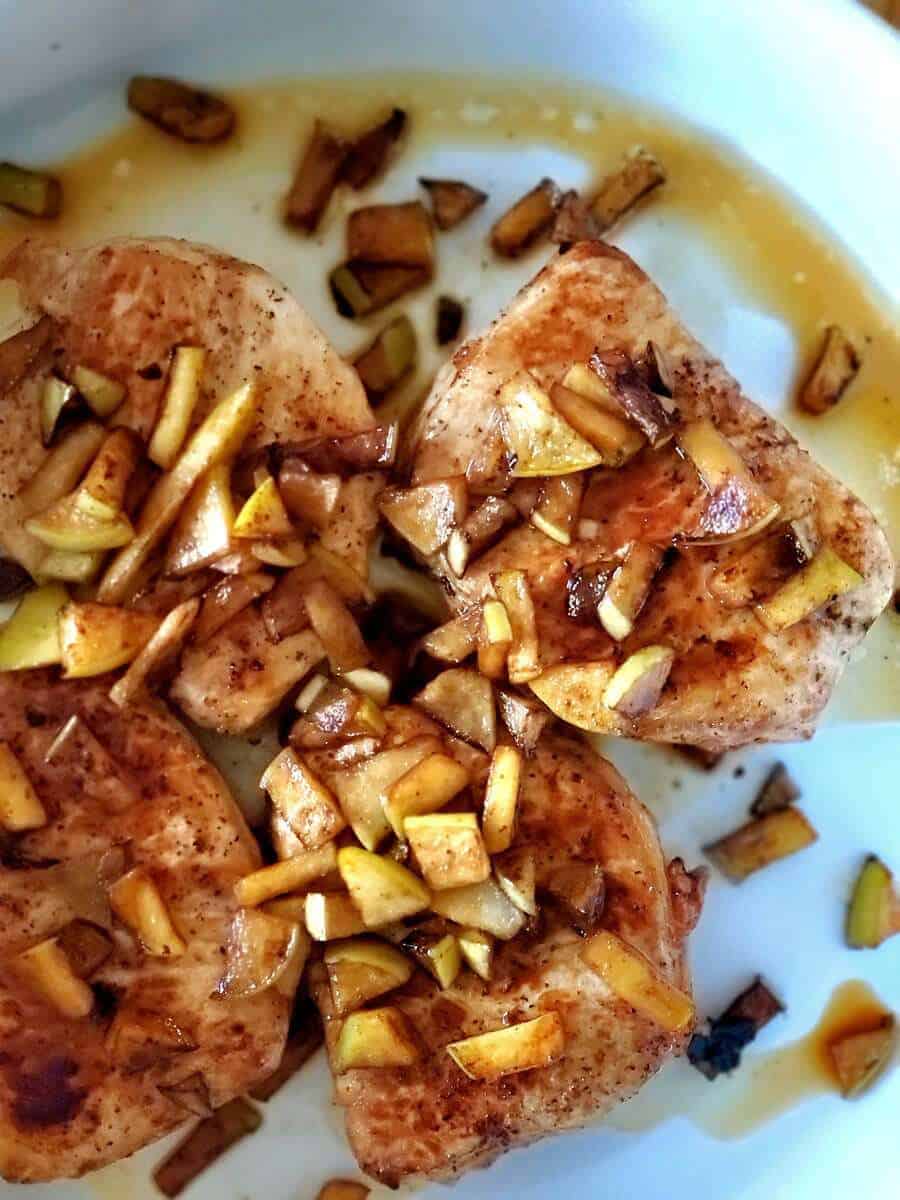 Cinnamon Apple Pork Chops with Bourbon Glaze - Grace In My Space