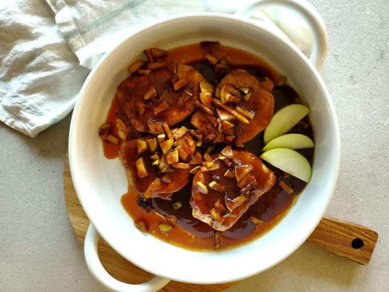 Cinnamon Apple Pork Chops with Sweet Bourbon Glaze