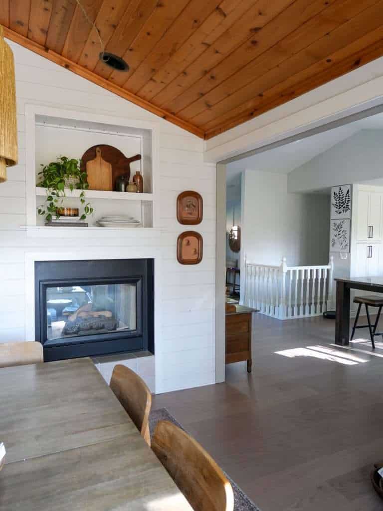 Dining room fireplace.