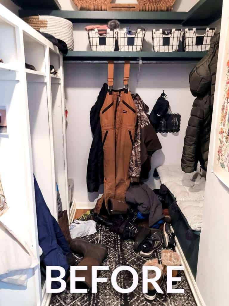 Farmhouse mudroom before remodel.