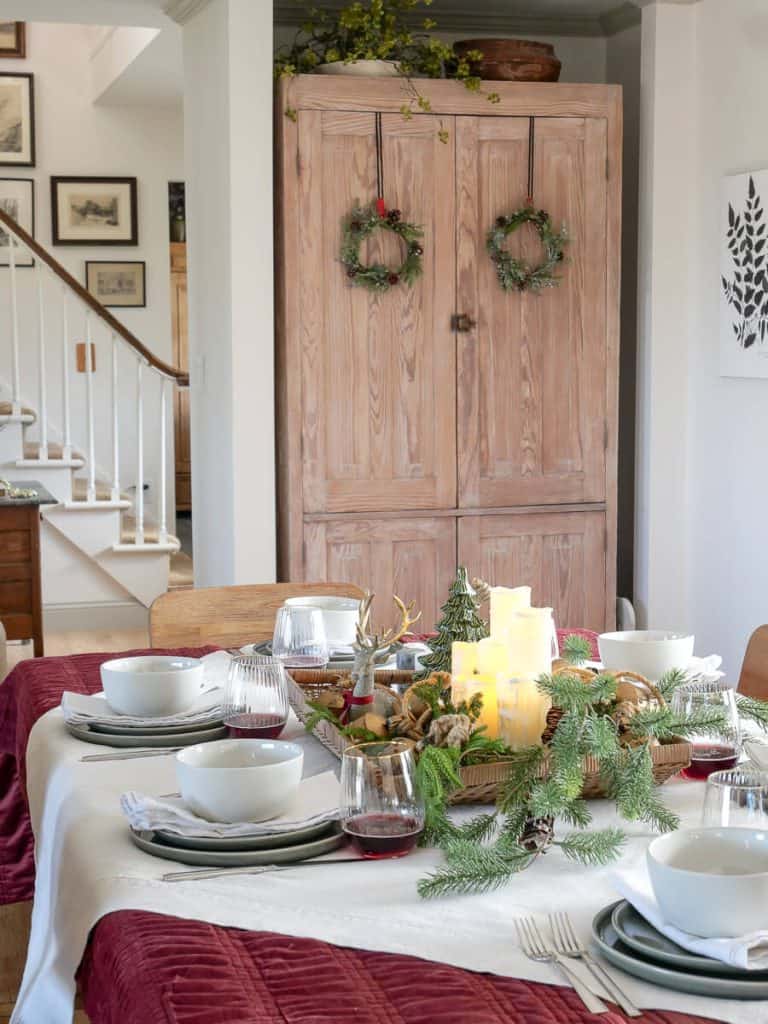 Dining table decorated for Christmas