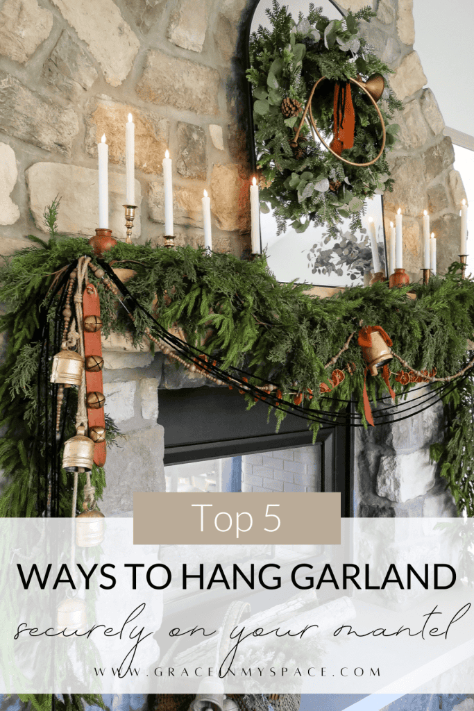 Securely hanging garland on a mantle isn't as hard as it seems! Learn the top 5 ways to hang garland on a mantel, depending on your mantel