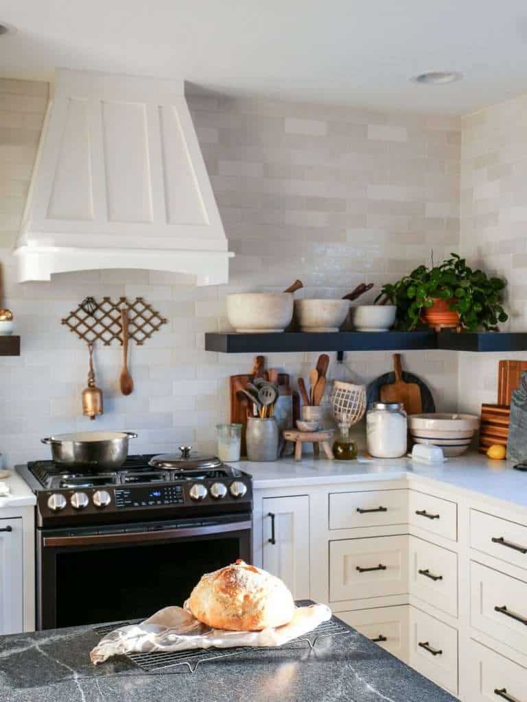 Farmhouse decorating ideas on a budget, in the kitchen with mortar and pestles.