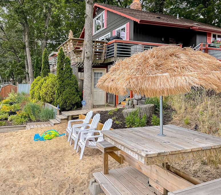 Beach front of an Airbnb