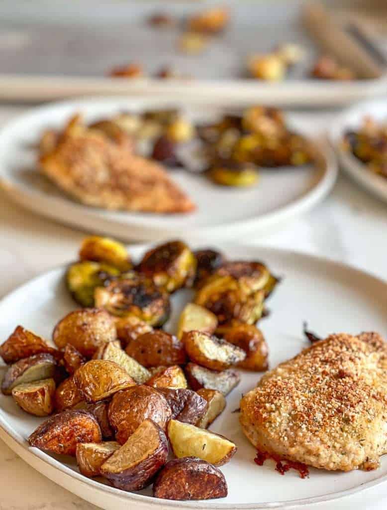 Baked chicken and roasted potatoes.