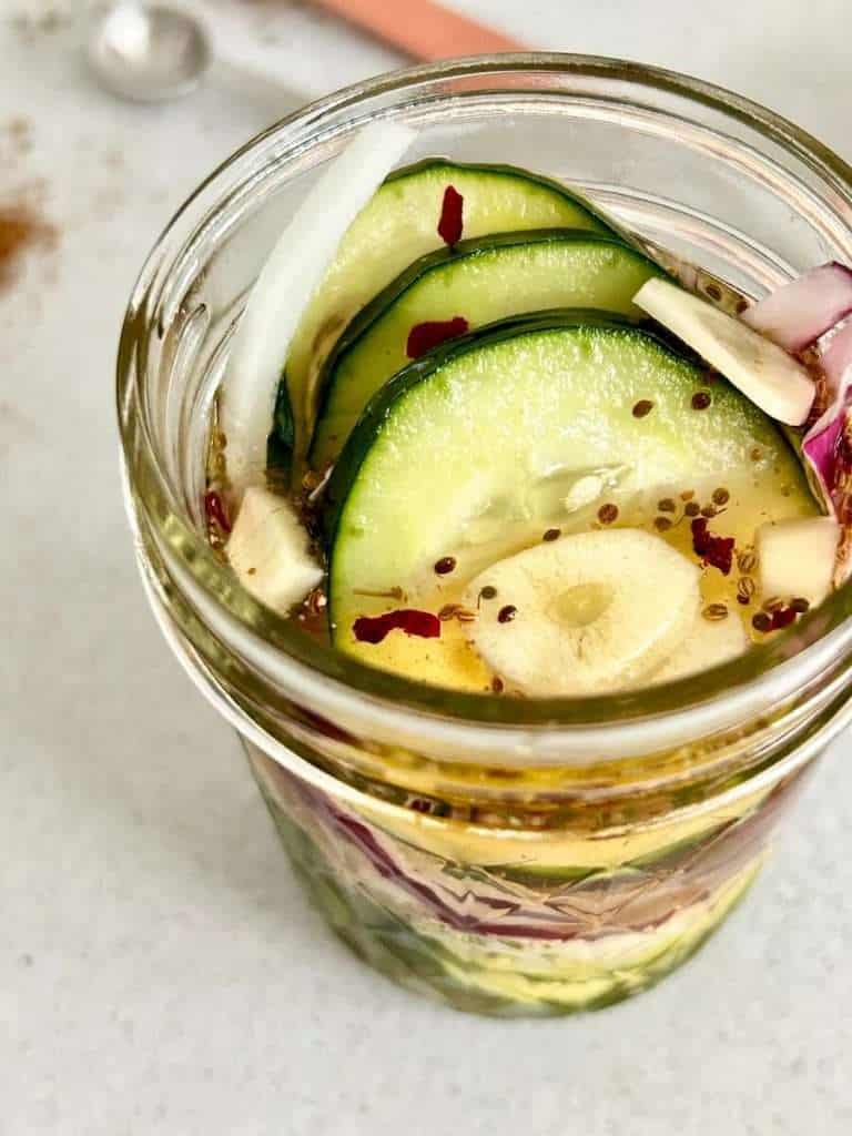 Homemade Pickled Cucumbers and Red Onions