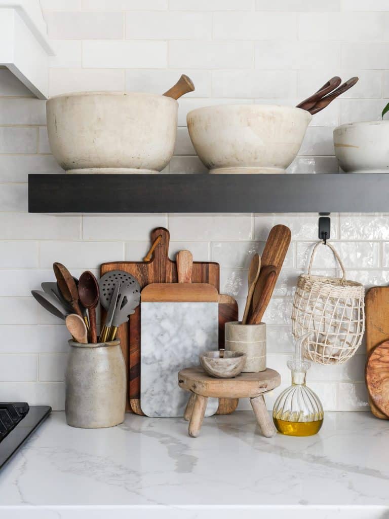 Minimalist kitchen essentials on a countertop