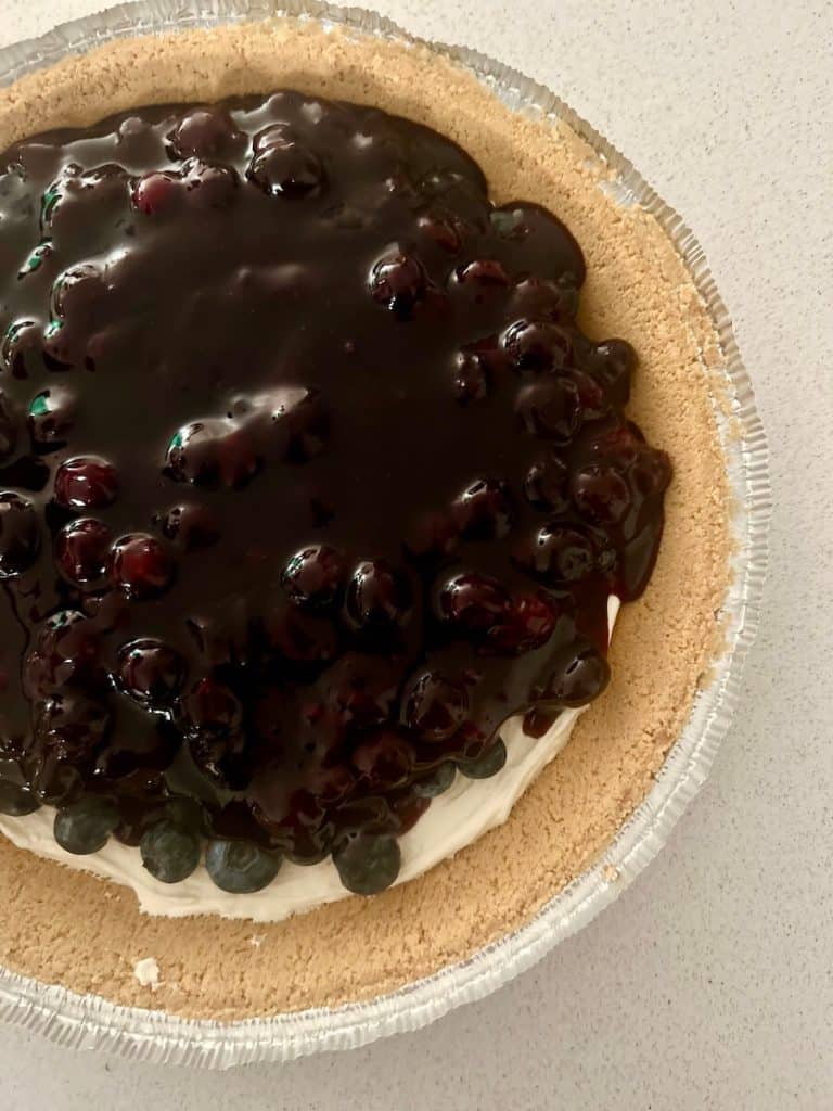 No Bake Blueberry Pie with Cream Cheese & Graham Cracker Crust