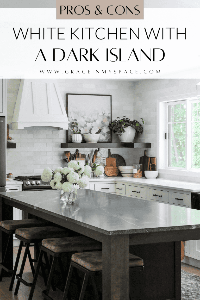 The Pros and Cons of a White Kitchen with a Dark Island - Grace In My Space