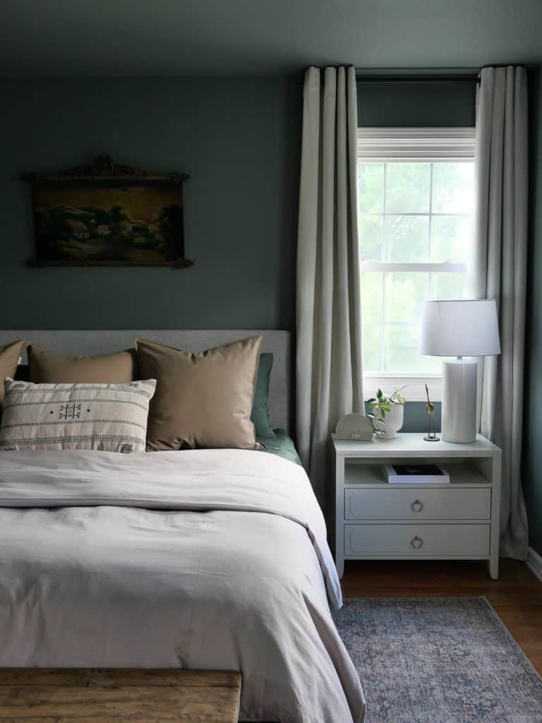 Design Benefits of a Moody Green Bedroom | Before and After
