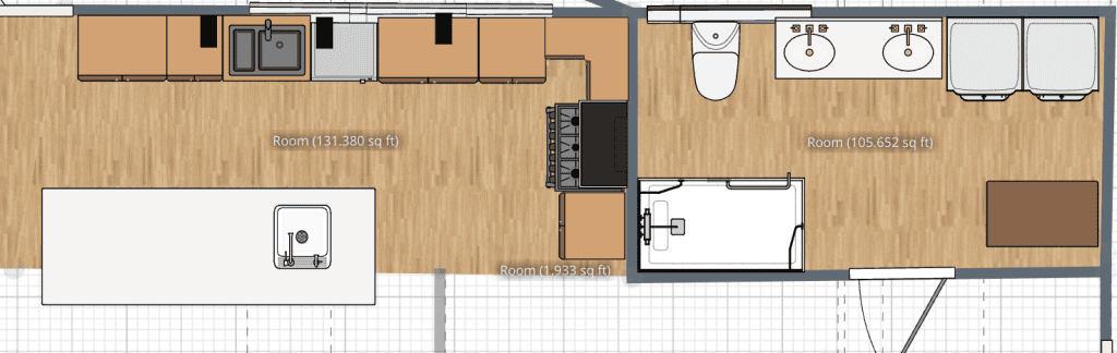 Optional kitchen and bathroom remodeling layout