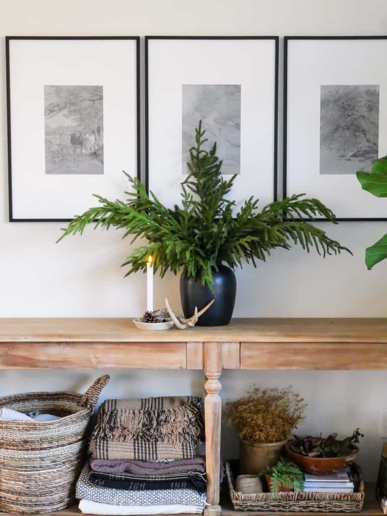 Decorate after Christmas with pine branches.