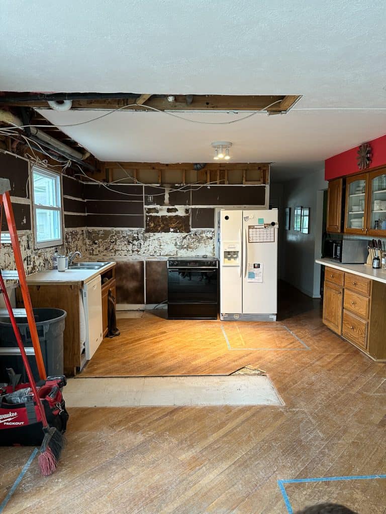 Kitchen demolished for renovation.