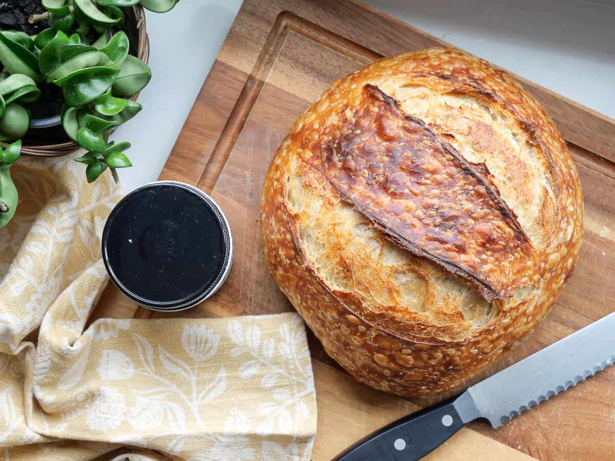 Rustic sourdough bread loaf.