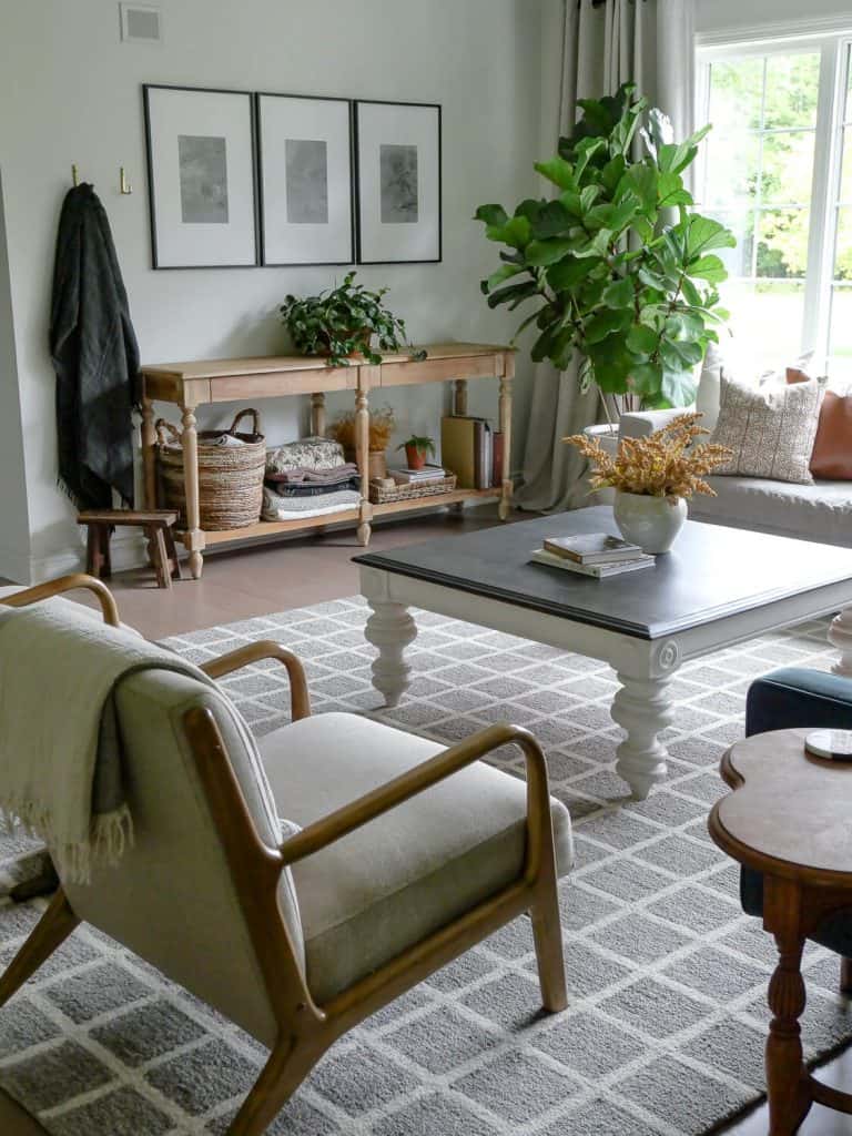 Fall florals on a living room coffee table.