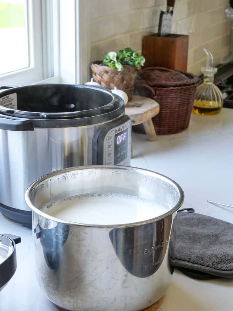 Yogurt cooling on a countertop.