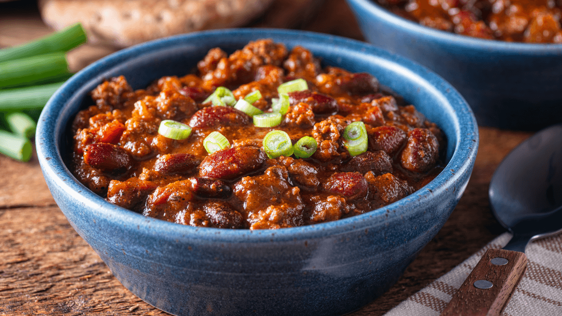 Two bowls of classic slow cooker chili.