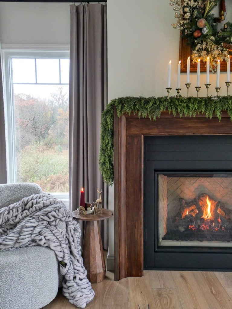 Candles on a mantel.