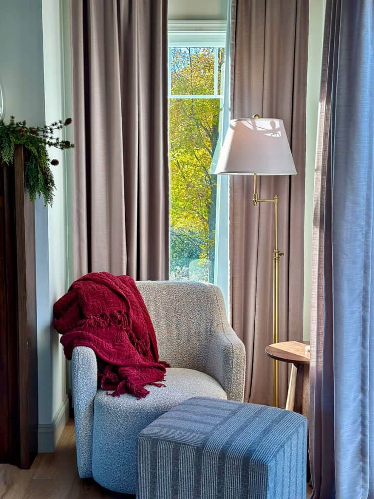 Cozy Blanket in a corner chair.