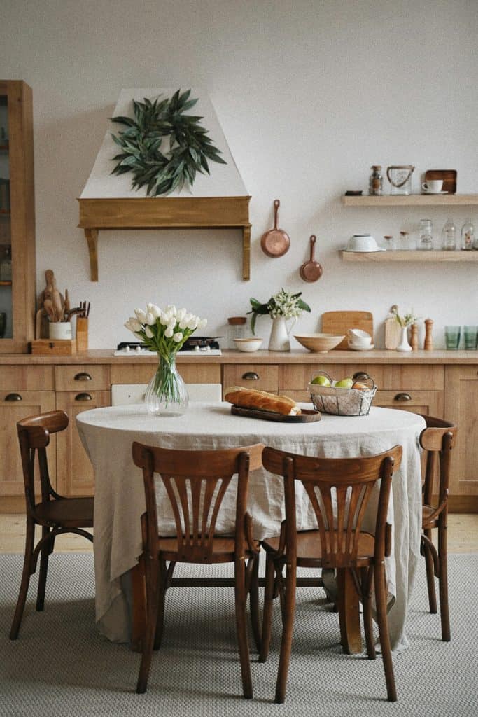 Wood cabinets for a kitchen color palette.