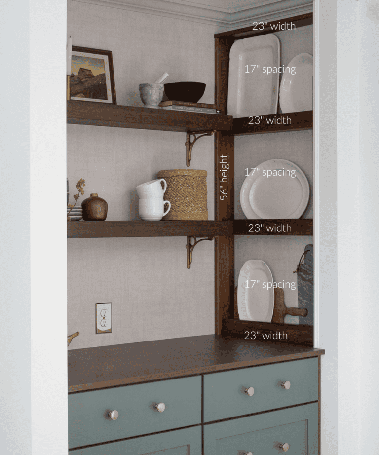 Measurements for a DIY plate rack.