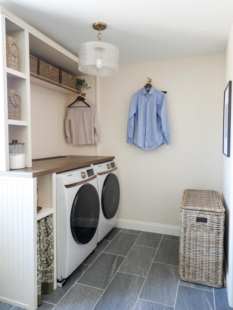 Laundry room after adding custom hutch.