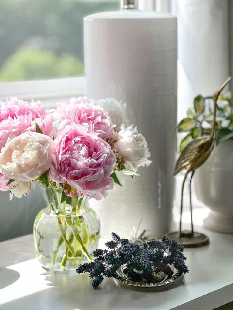 Nightstand with a flower arrangement