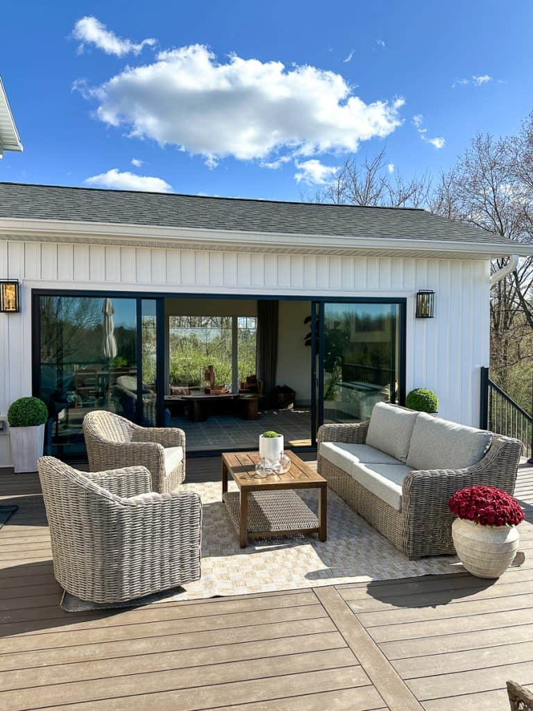 outdoor lighting on a back deck space