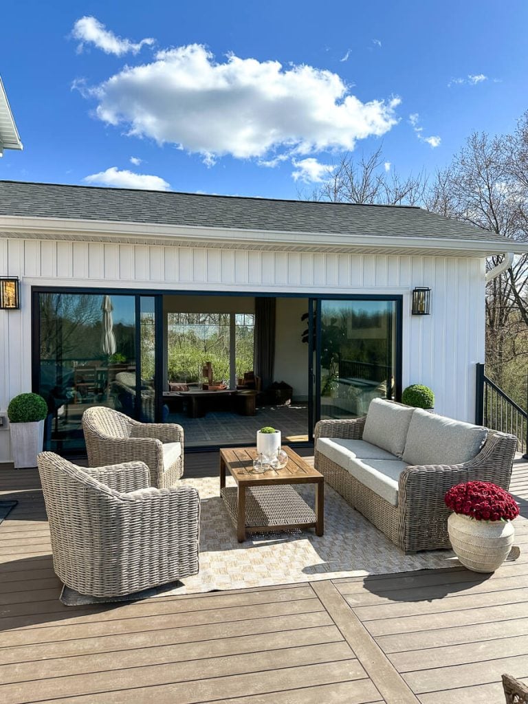 Conversation set in an outdoor living space.