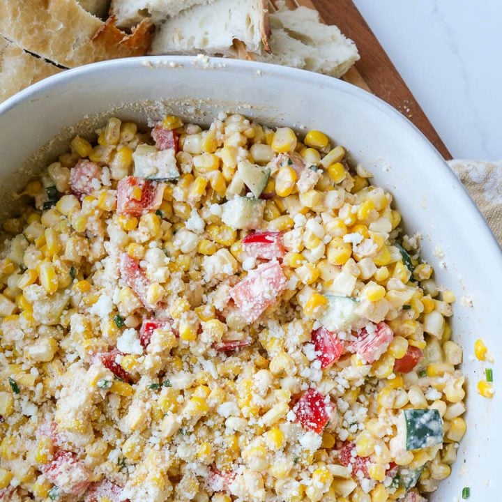 Mexican street corn close up.