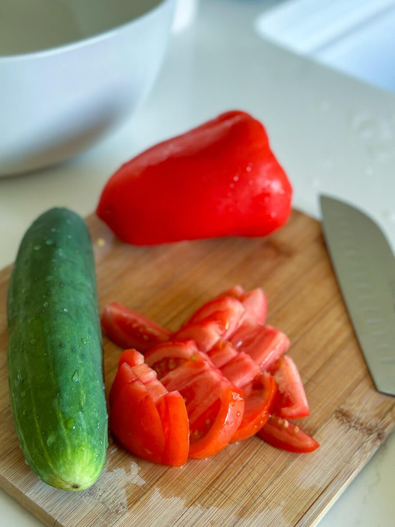 Vegetables on a cutting board.
