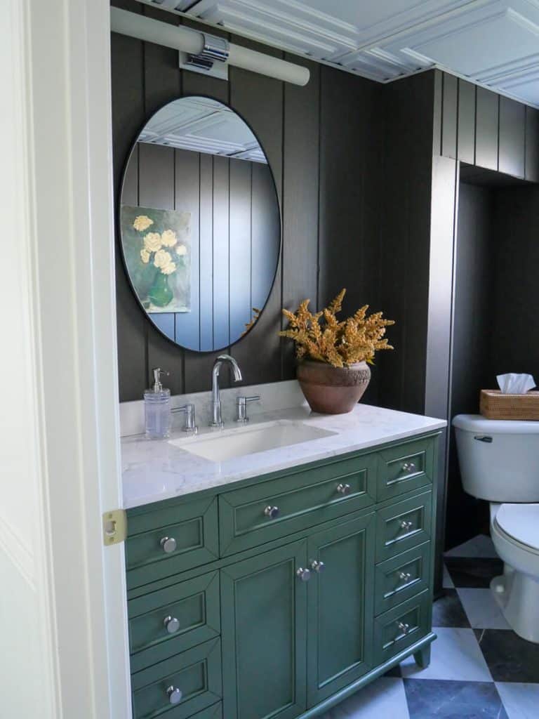 Moody bathroom with amazon finds I actually use.