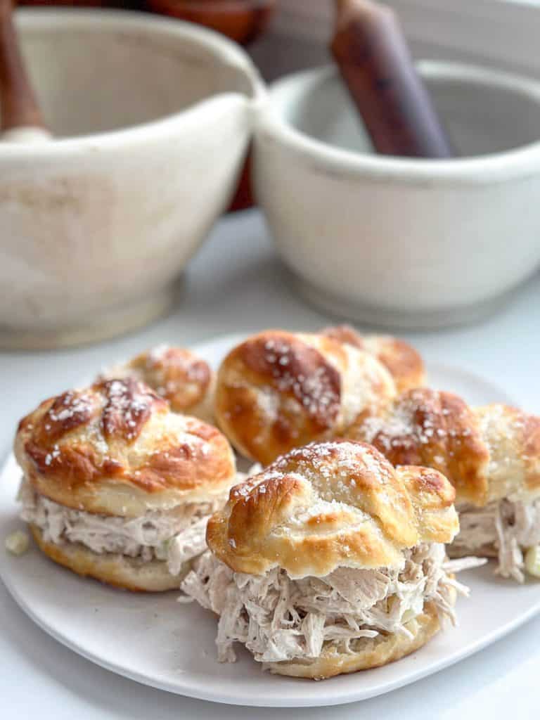 Soft pretzel bun slider sandwiches.