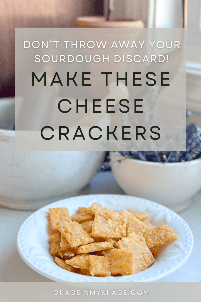 Sourdough discard cheese crackers Pinterest graphic.