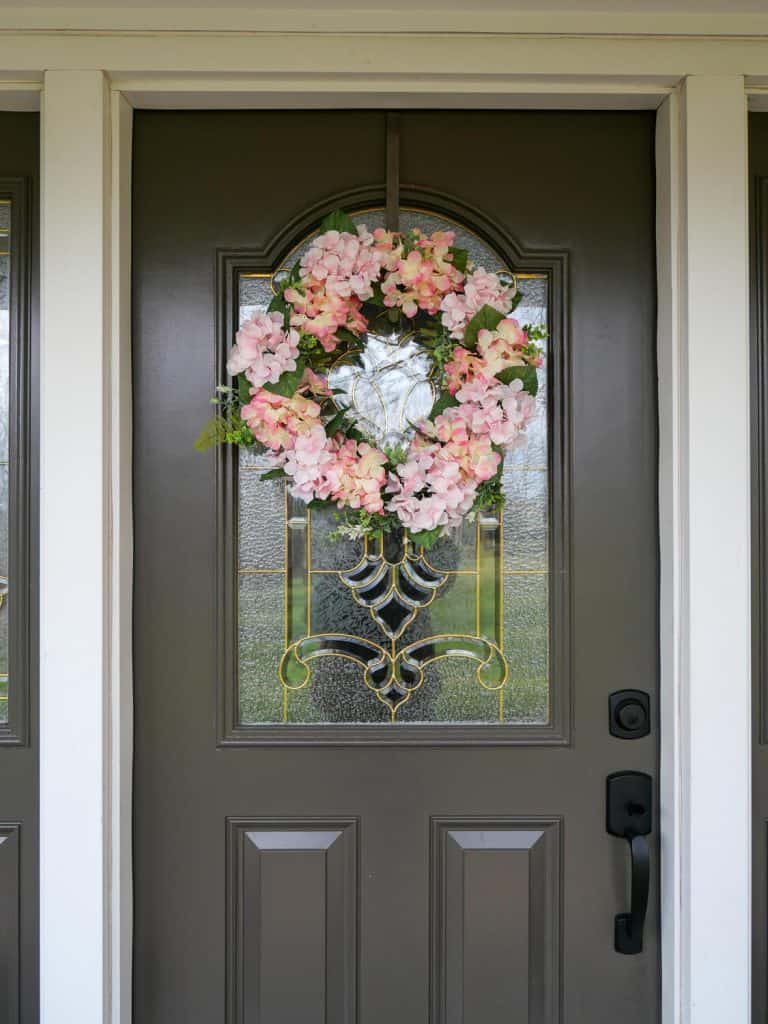 Spring wreath on a front door.