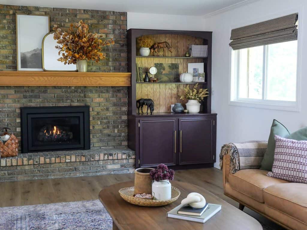 Updated 1970s fireplace.