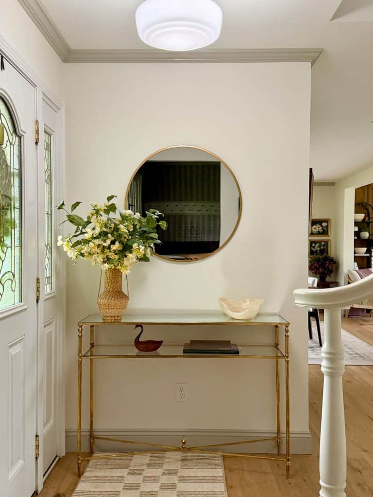Console table in an entryway.